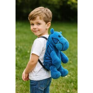 MetKids Metropolitan Museum Hippo William Plush Backpack 13" Blue Egyptian Art